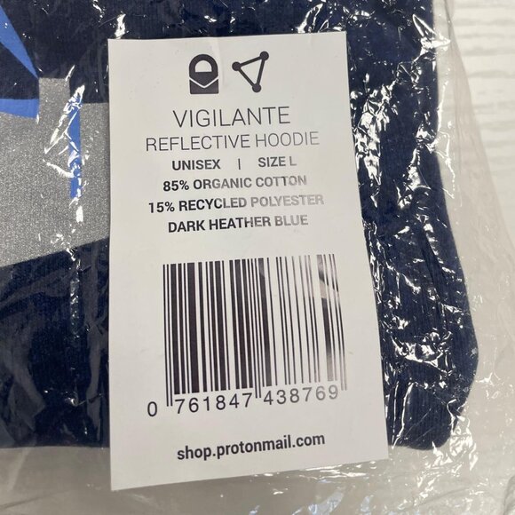 NEW - Proton Unisex Vigilante Reflective Hoodie, Heather Navy - Size US M - Picture 13 of 13